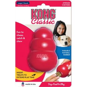 KONG Classic Dog Toy  Red Large  Dogs 30 to 65 lbs (4" Tall x 1" Diameter)