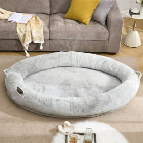 Human Dog Bed For Adult, Giant Extra Large Memory Foam Human Size Pet Bed For People, Fluffy Plush Dog Bed For Human With Storage Pocket Cover Portabl