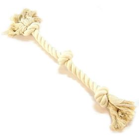 Flossy Chews 3 Knot Tug Toy Rope for Dogs White (Option: Medium (20" Long))