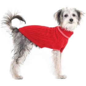 Fashion Pet Cable Knit Dog Sweater  Red (Option: Medium (14" to 19" From Neck Base to Tail))