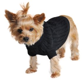 Dog Cable Knit 100% Cotton Sweater Jet Black (size: XX-Small)