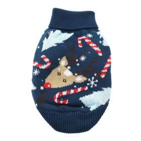 Dog Cable Knit 100% Cotton Sweater Ugly Reindeer (size: XX-Small)