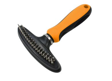 Pet Life Flex Series Dual-Row Grooming Rake Pet Comb (Color: orange)