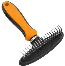 Pet Life Flex Series Undercoat Dematter Grooming Pet Rake (Color: orange)