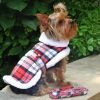 Sherpa-Lined Dog Harness Coat RED & White Plaid